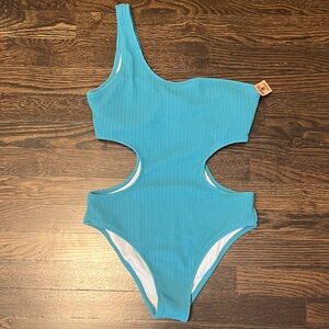 PINK Victoria's Secret Blue One-Shoulder One Piece